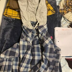 Blue flannel with hood